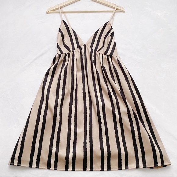 Silky Tan & Black Stripe Sundress - Picture 2 of 10